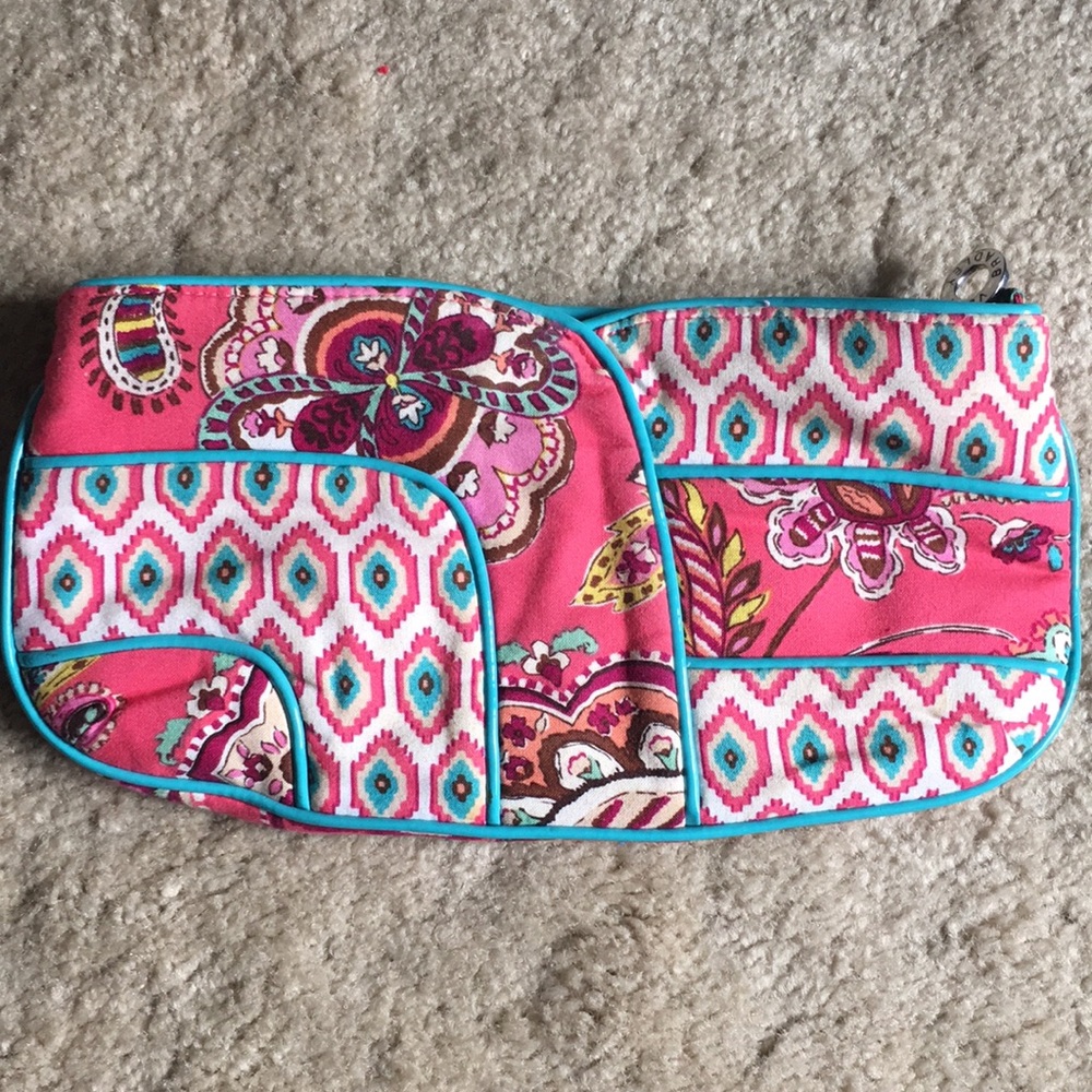 Vera Bradley coral and turquoise clutch